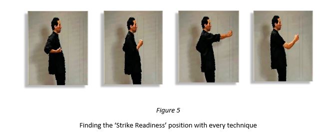 A sequence of images showing a Wing Chun character delivering a punch and then recoiling back to a position ready to strike again.